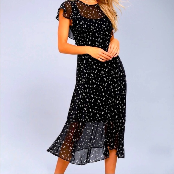 Lost + Wander Size L Daisy Print Sheer Dress NWOT - Picture 1 of 9